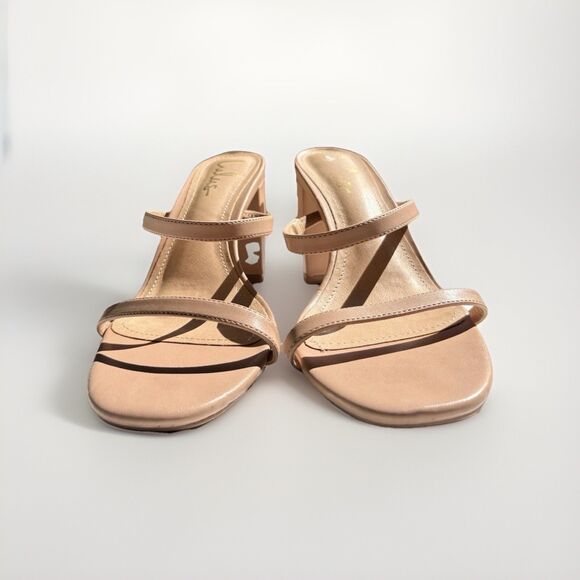 Lulu’s Nude Strappy Block Heel Sandals Women’s Size 11 Open Toe Dress Shoes - Picture 2 of 9
